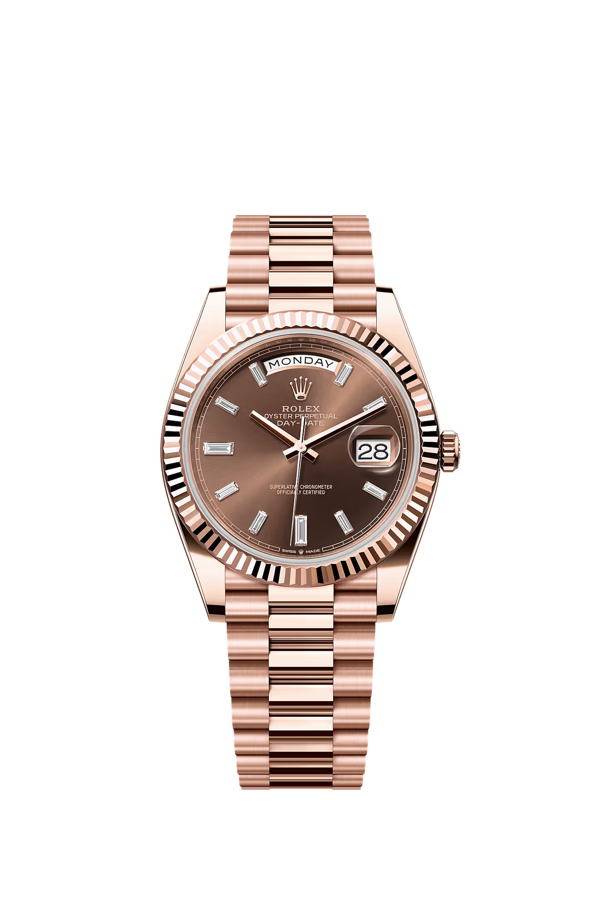 Rolex Day-Date 40mm, Everose, Chocolate Baguette Diamond Dial Ref: 228235