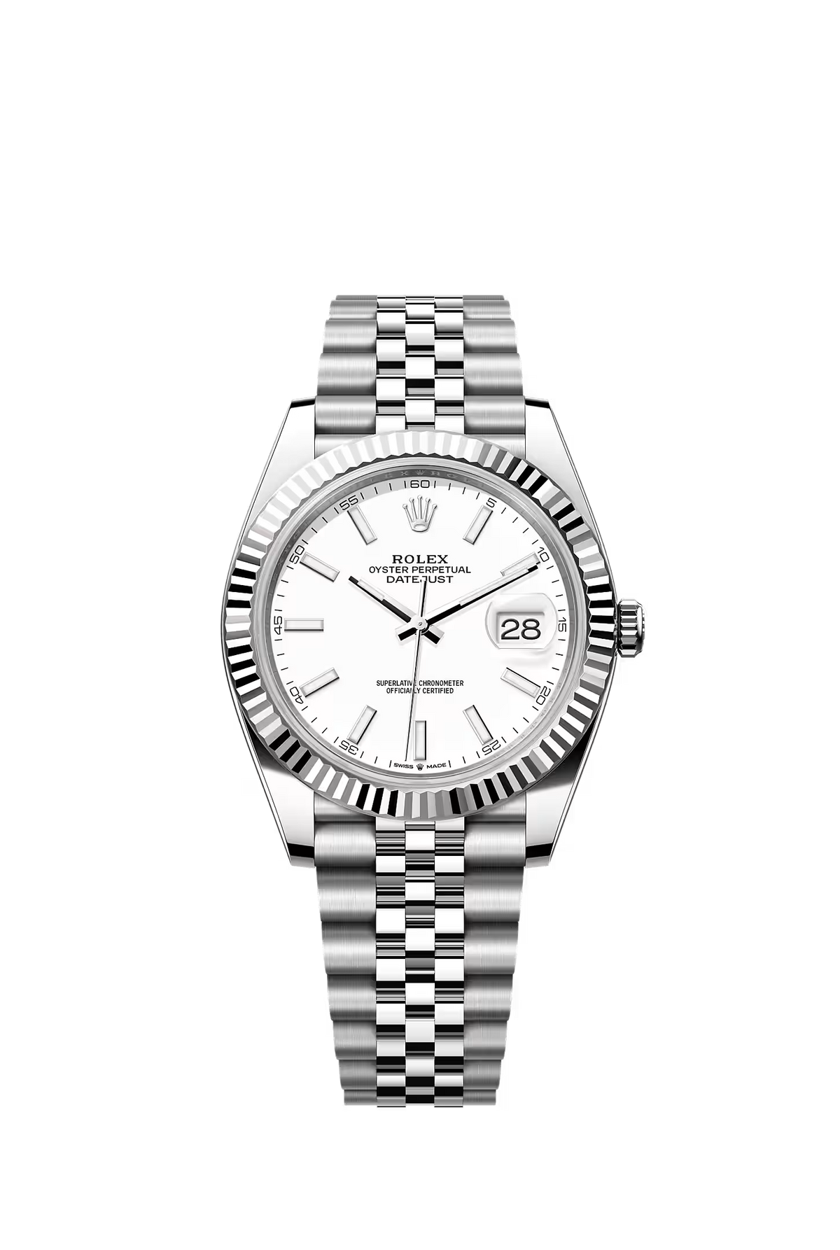 Rolex Datejust 41mm, White Dial, Jubilee, Fluted Ref: 126334