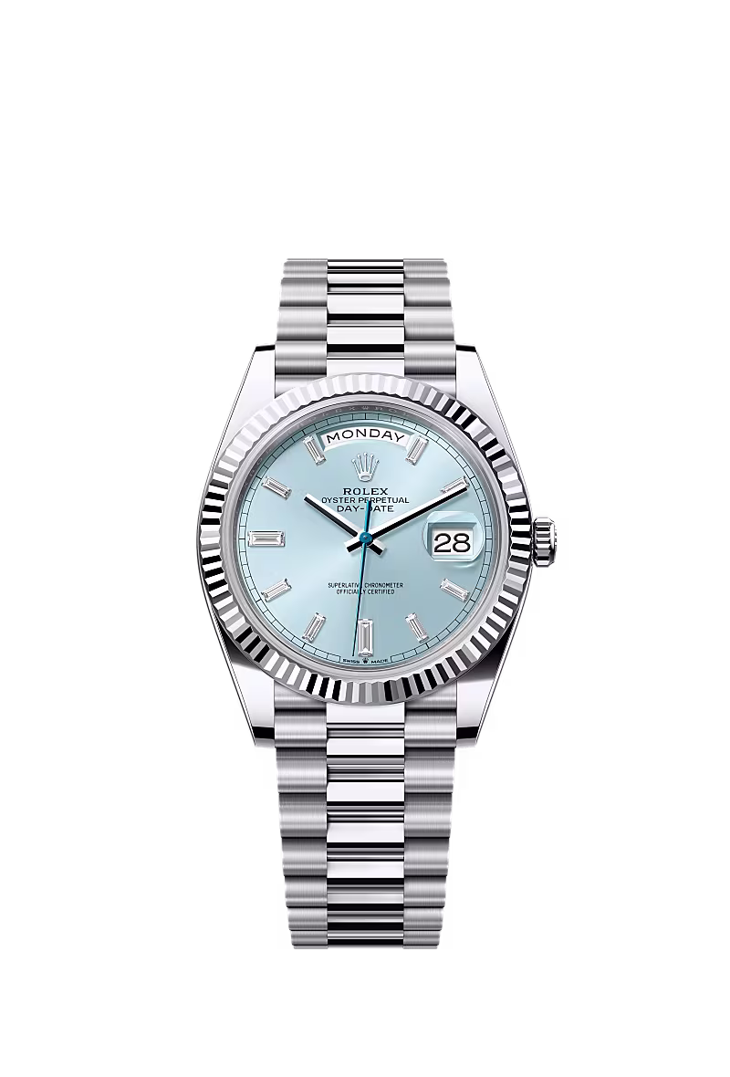 Rolex Day-Date 40 Platinum Ice Blue Baguette Dial - Image 2