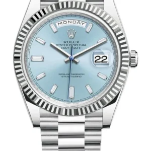 Rolex Day-Date 40 Platinum Ice Blue Baguette Dial